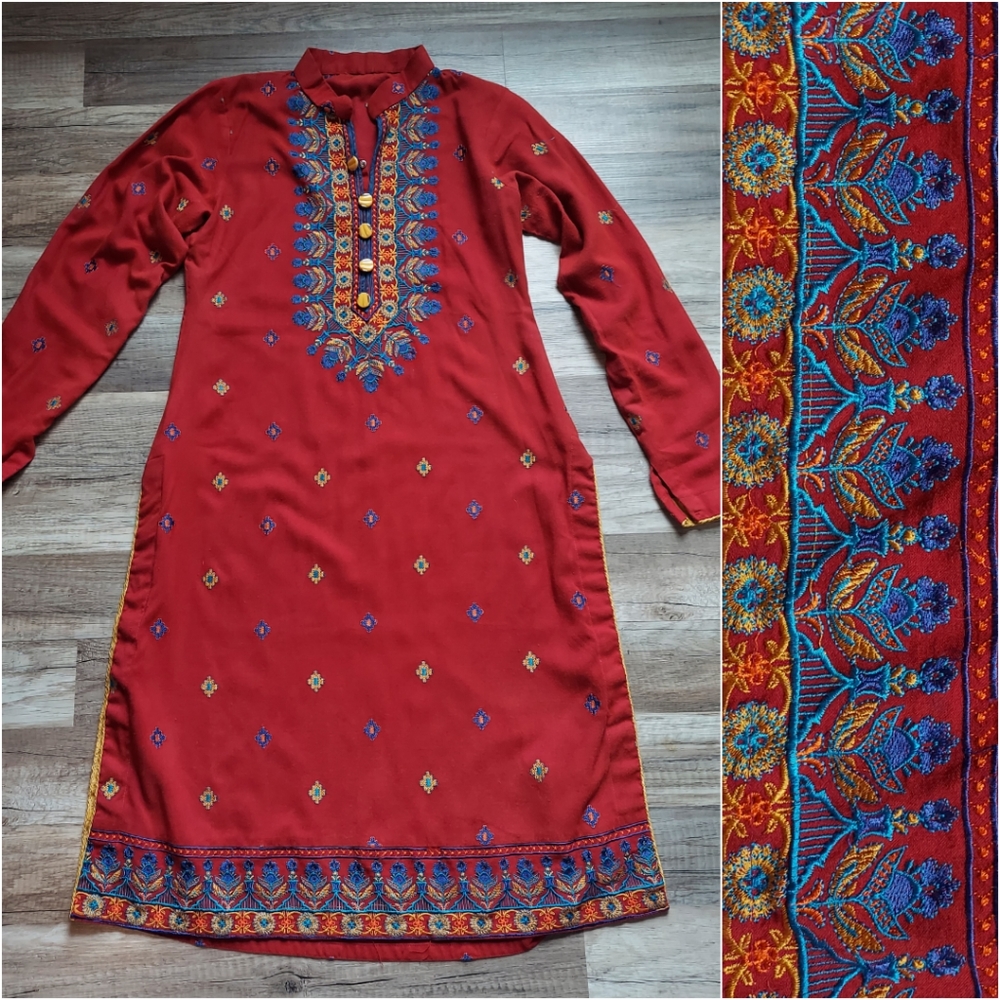 Vintage Embroidered Tunic Dress Small